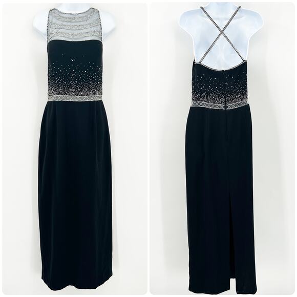 Avanti Designs Womens VTG 90s‎ Rhinestone Beaded Cocktail Evening Dress Size 12 - Picture 1 of 9